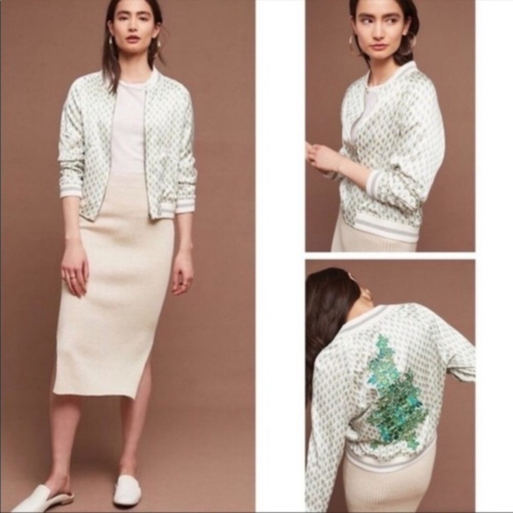Anthropologie Tiny Editions Embroidered Bomber Jacket - Picture 3 of 8